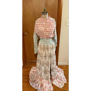 Women's HEMANT & NANDITA White Pink Floral Maxi Dress L